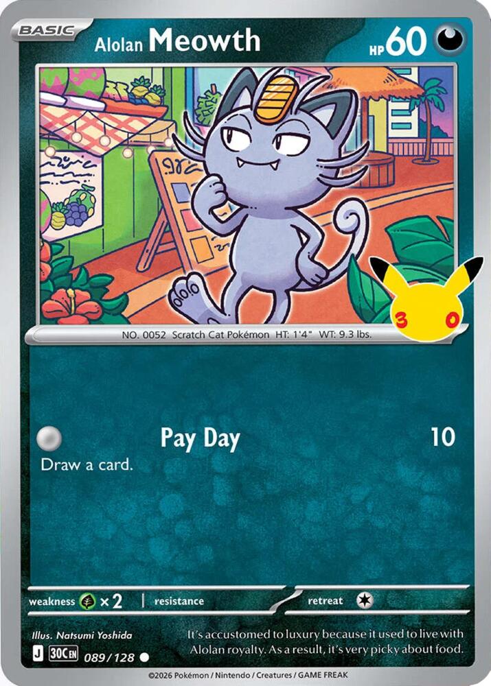 Alolan Meowth - 089/128 30th Celebration