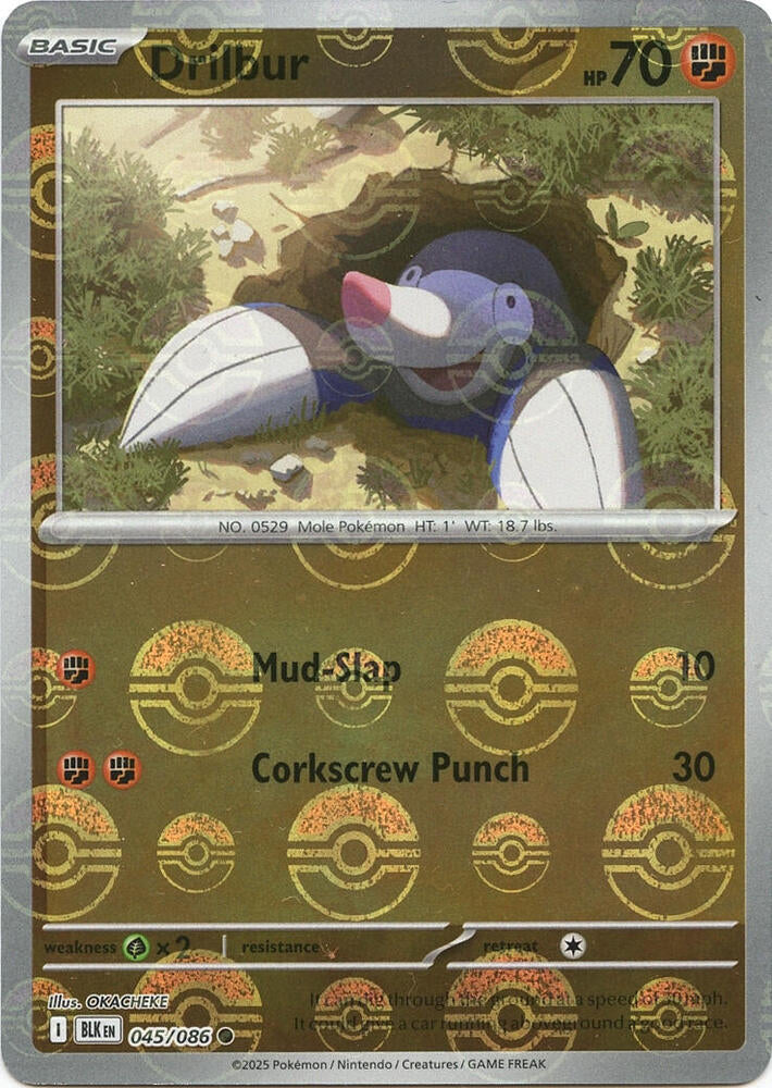 Drilbur (Poke Ball Pattern) - 045/086 Black Bolt
