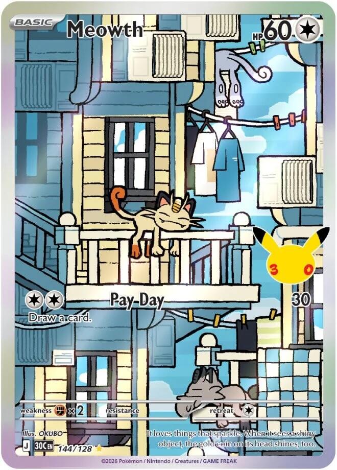 Meowth - 144/128 30th Celebration Illustration Rare