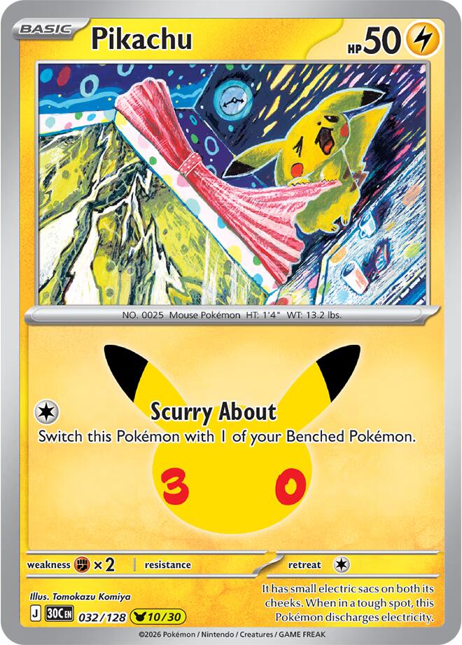 Pikachu 10 - 032/128 30th Celebration