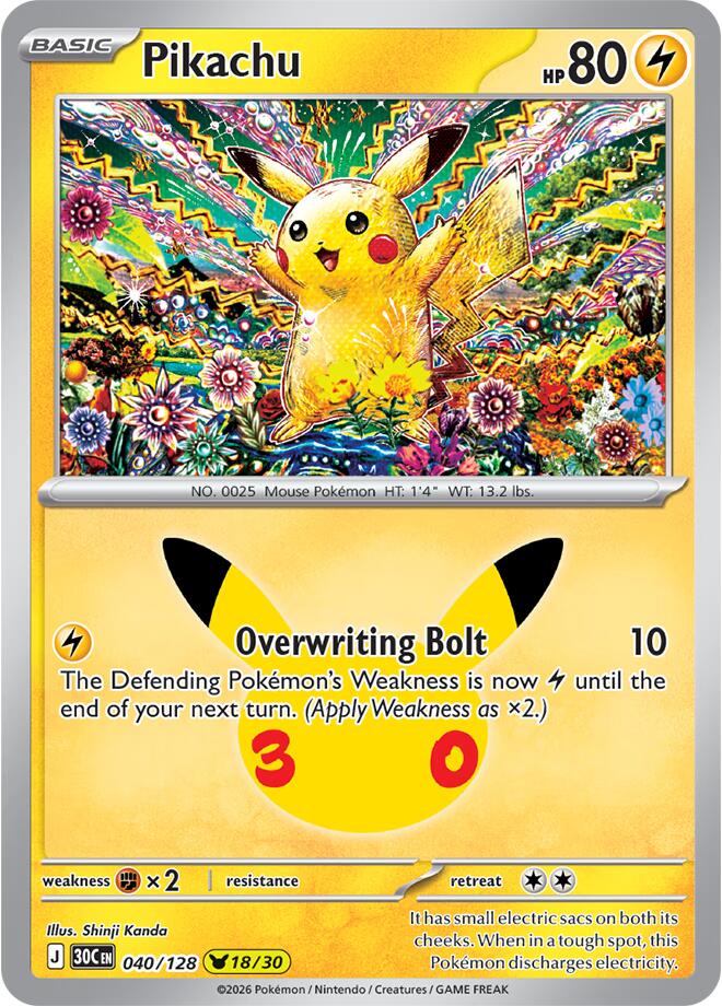 Pikachu 18 - 040/128 30th Celebration