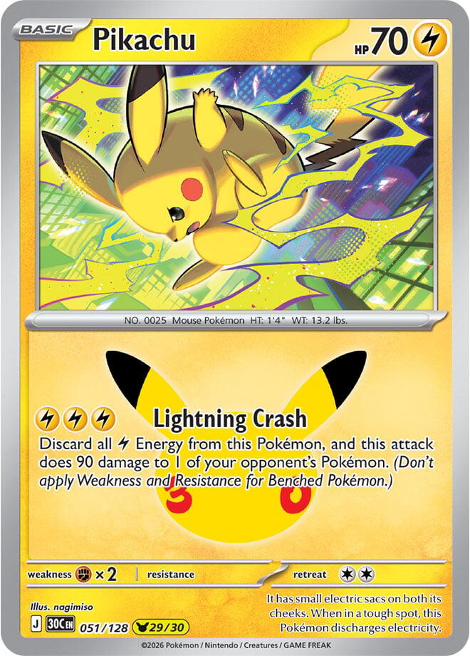 Pikachu 29 - 051/128 30th Celebration