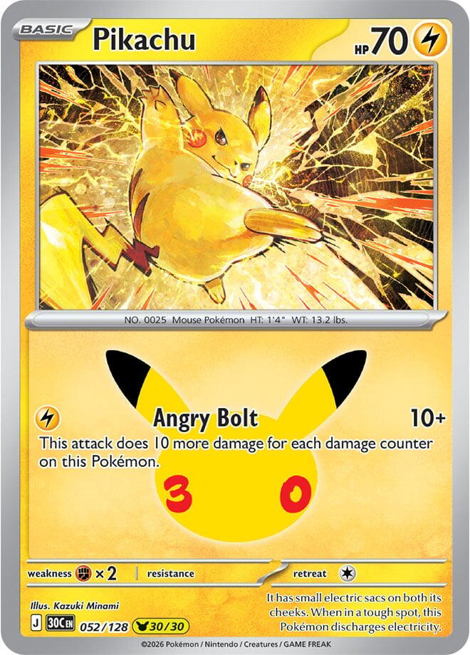 Pikachu 30 - 052/128 30th Celebration