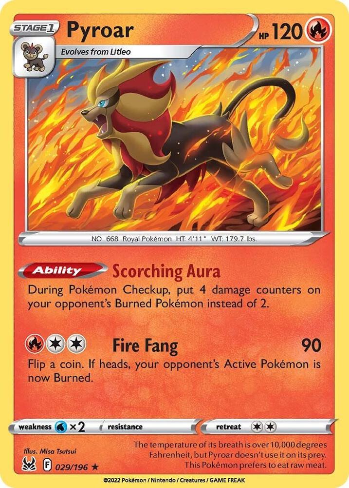 Pyroar - Lost Origin 029/196 Holo Rare