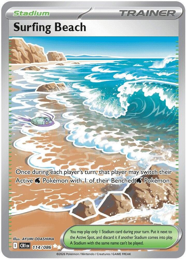 Surfing Beach - 114/086 Chaos Rising Ultra Rare