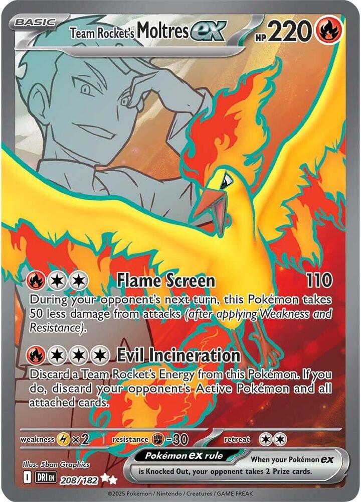 Team Rocket's Moltres ex - 208/182 Destined Rivals Ultra Rare