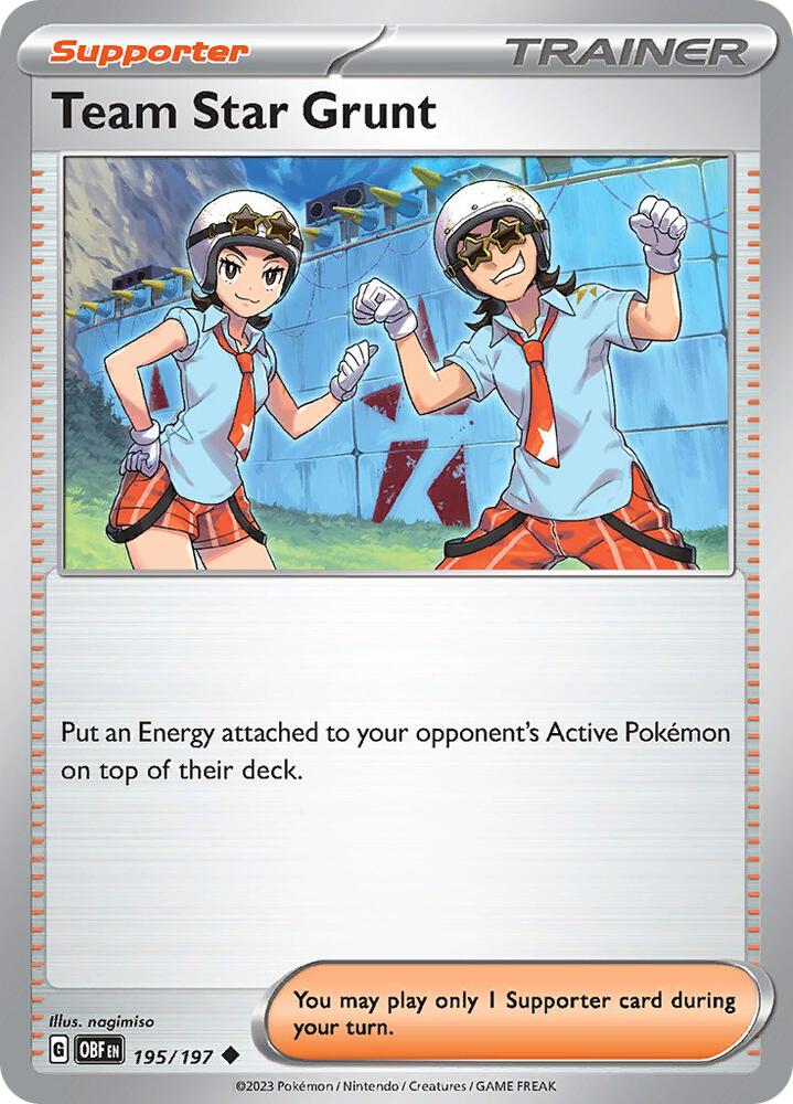 Team Star Grunt - Obsidian Flames 195/197 Reverse Holo