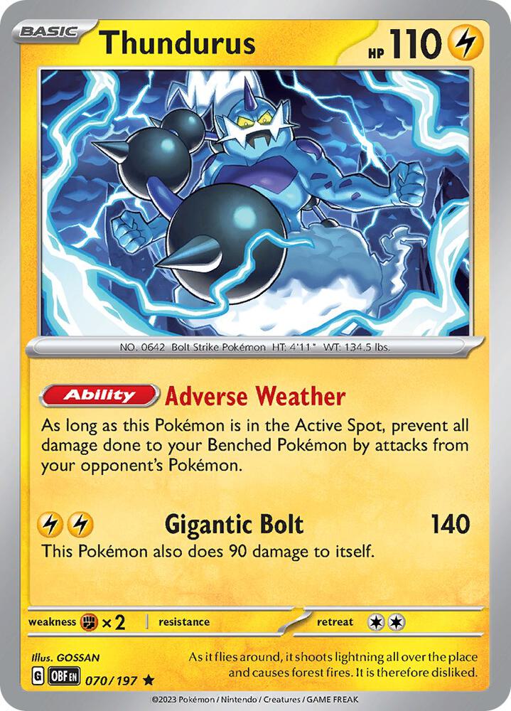 Thundurus - Obsidian Flames 070/197 Holo Rare