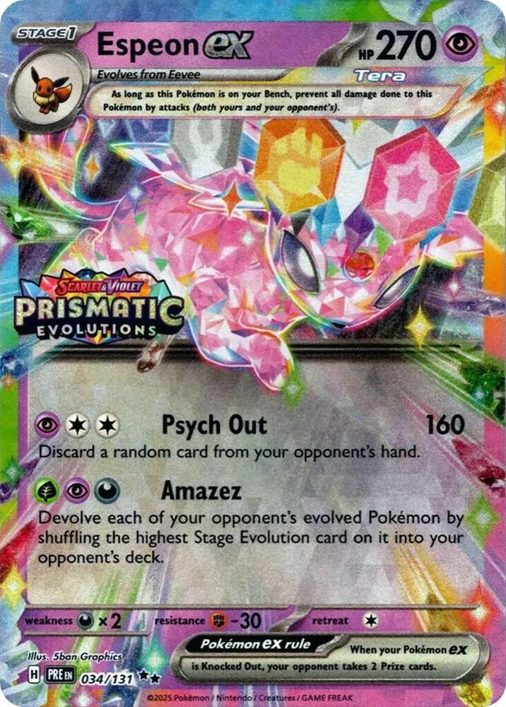 Espeon EX - 034/131 (Prismatic Evolutions Stamp) Sellado