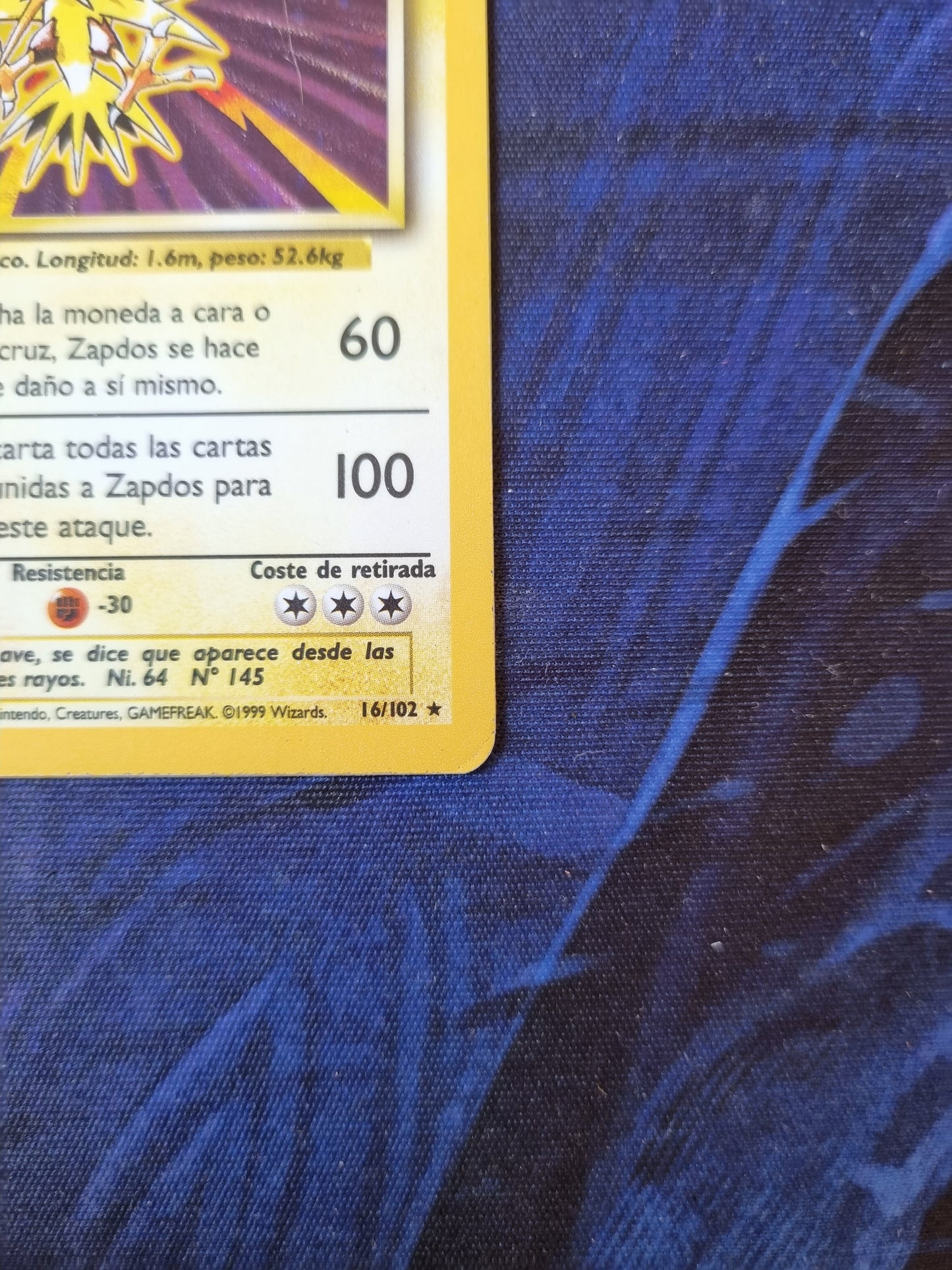 Zapdos 1era Edición - 16/102 Base Set 1999 Holo Rare - Español
