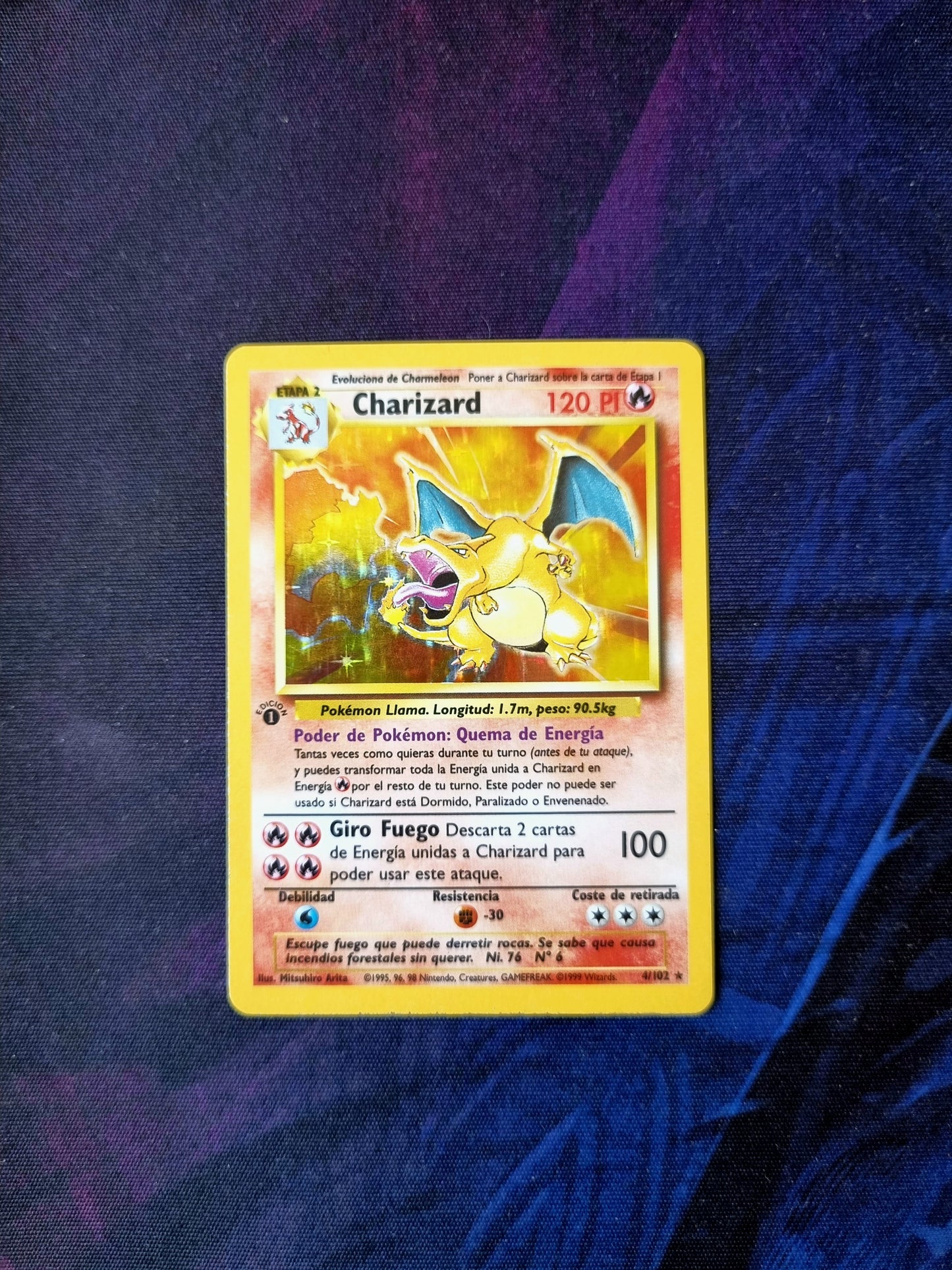 Charizard 1era Edición - 4/102 Base Set 1999 Holo Rare - Español