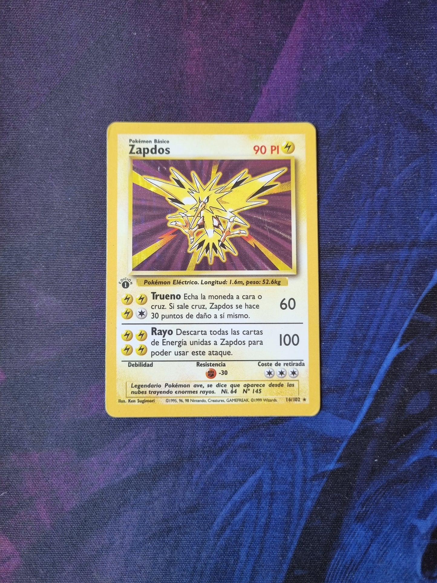 Zapdos 1era Edición - 16/102 Base Set 1999 Holo Rare - Español