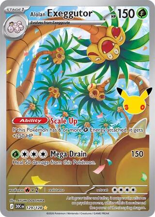 Alolan Exeggutor - 129/128 30th Celebration Illustration Rare