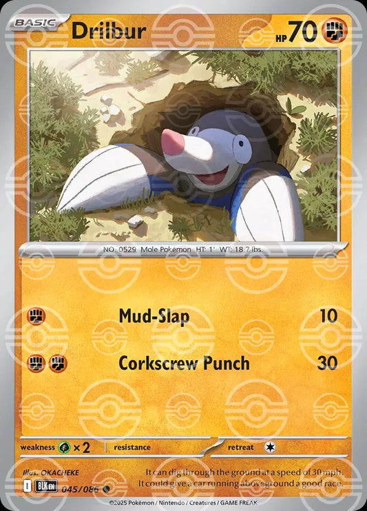Drilbur - Black Bolt 045/086 Poke Ball Holo
