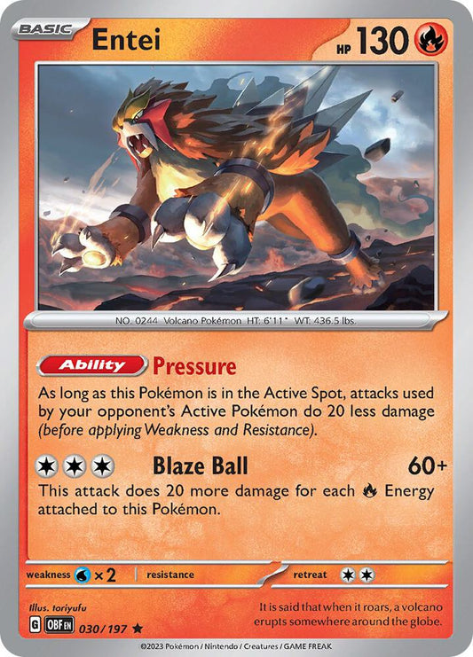 Entei - Obsidian Flames 030/197 Rare