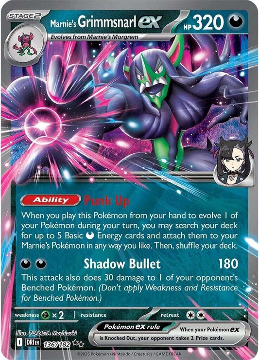 Marnie's Grimmsnarl EX - Destined Rivals 136/182 Double Rare