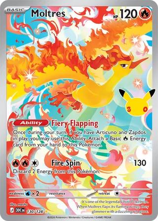 Moltres - 130/128 30th Celebration Illustration Rare