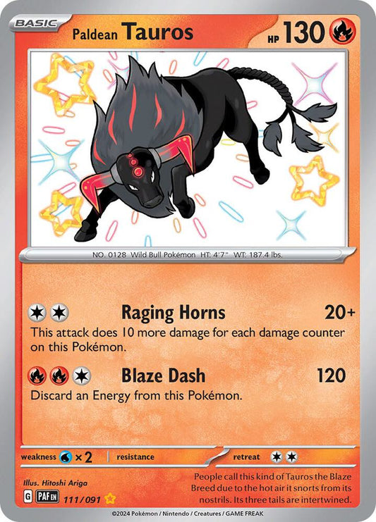 Paldean Tauros - Paldean Fates 111/091 Shiny Rare