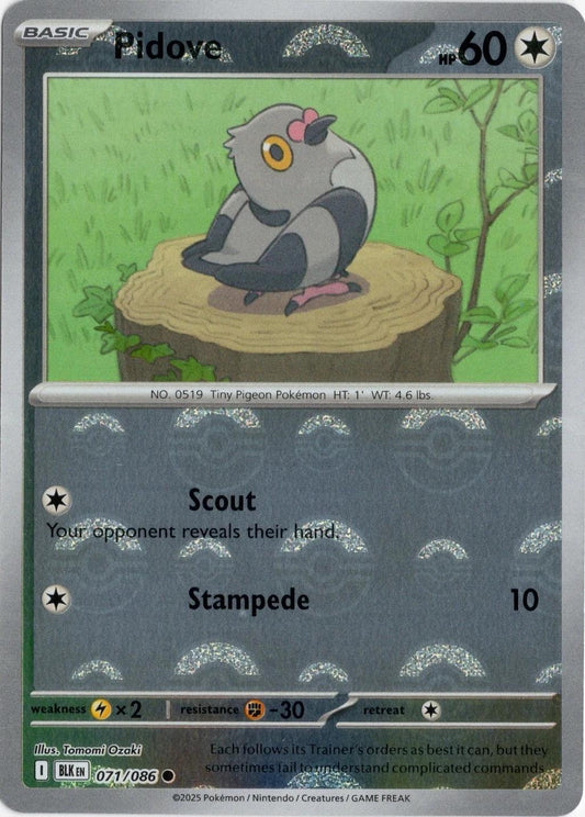 Pidove - Black Bolt 071/086 Poke Ball Holo