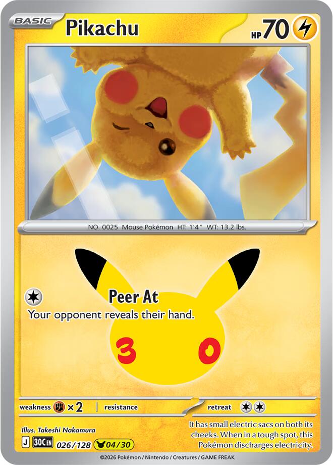 Pikachu 04 - 026/128 30th Celebration
