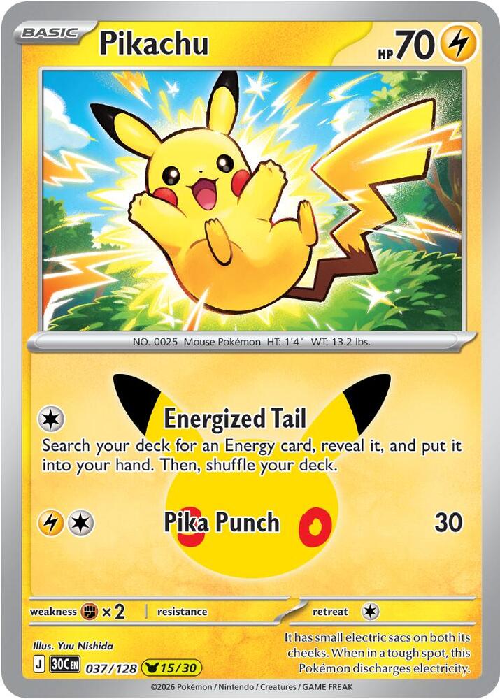 Pikachu 15 - 037/128 30th Celebration