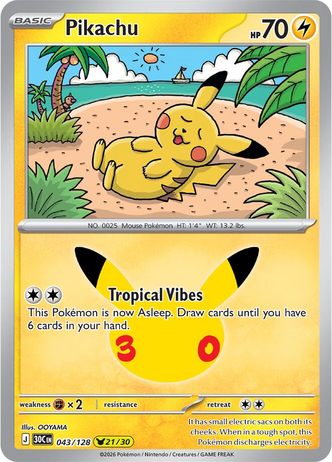 Pikachu 21 - 043/128 30th Celebration