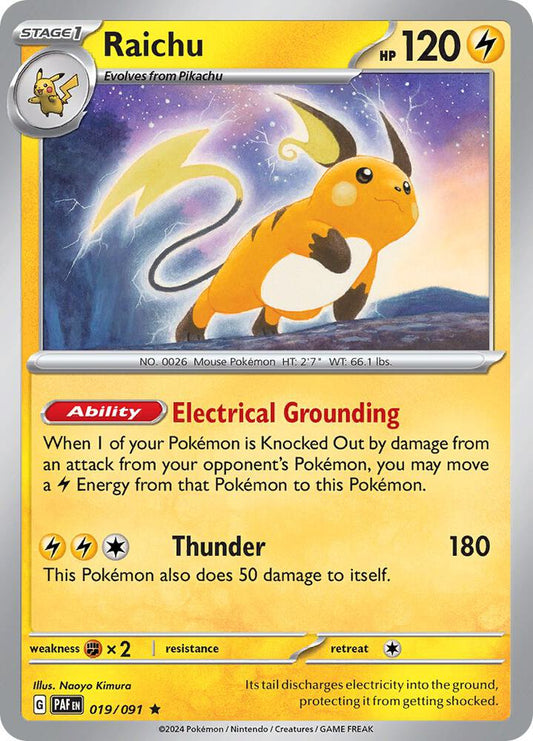 Raichu - Paldean Fates 019/091 Holo Rare