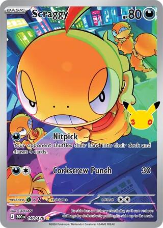 Scraggy - 140/128 30th Celebration Illustration Rare
