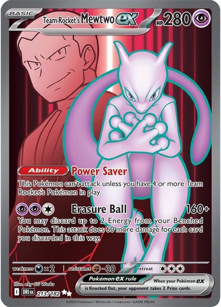 Team Rocket's Mewtwo ex - 213/182 Destined Rivals Ultra Rare