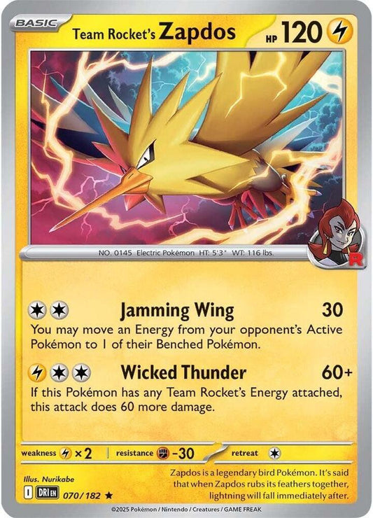 Team Rocket's Zapdos - Destined Rivals 070/182 Holo Rare