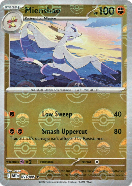 Mienshao - 053/086 White Flare Poke Ball Holo