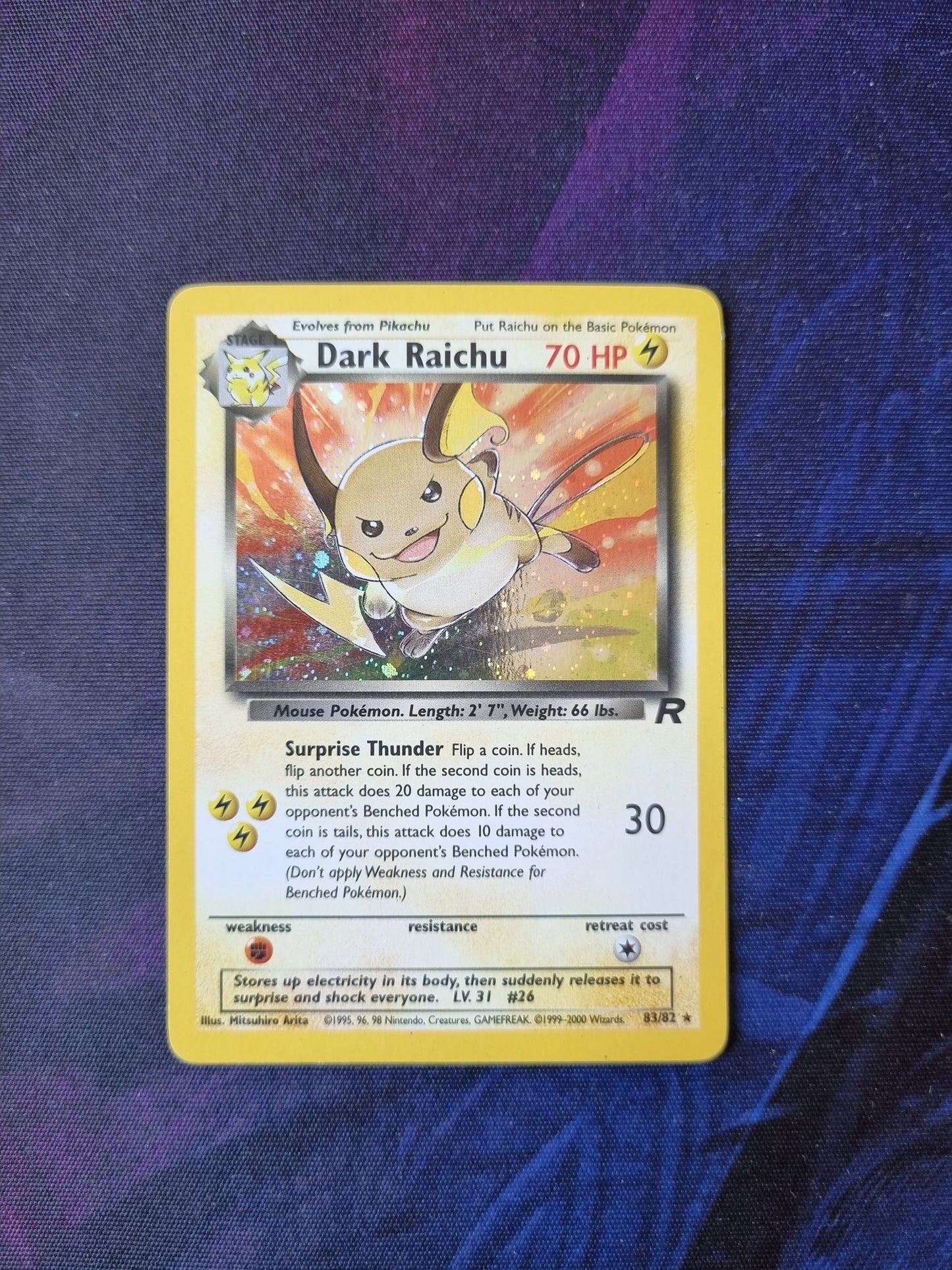 Dark Raichu - 83/82 Team Rocket Holo Rare - Inglés