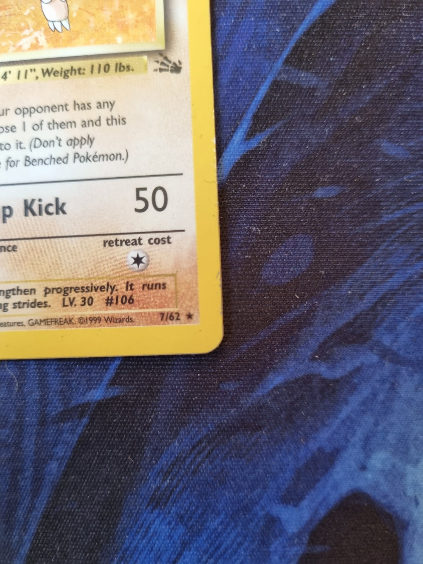 Hitmonlee - 7/62 1era Edición Fossil Holo Rare - Inglés